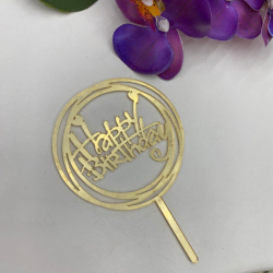 Изображение Топпер МИНИ Happy Birthday №44 в круге, 7 см (ДР-44)